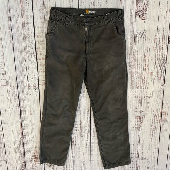 Carhartt 022801 Men’s 38x34 Gray Stretch Canvas Pants Relaxed Fit Straight - Picture 1 of 11